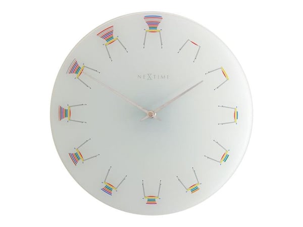 Nextime Chair - Kello - kvartsikello - seinään kiinnitettävä - 30 cm - valkoinen