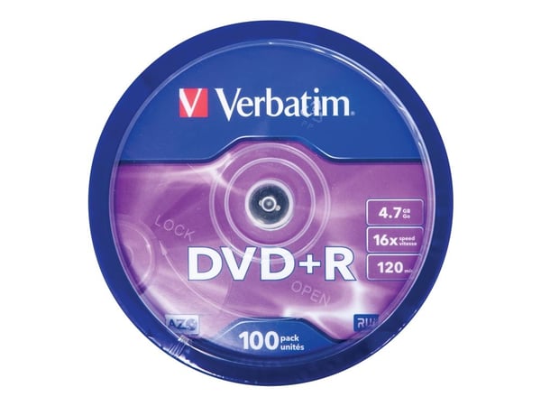 Verbatim - 100 x DVD+R - 4.7 GB 16x - matt sølv - spindel