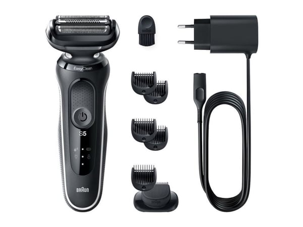 Braun Series 5 51-W1500s, Folierakapparat, Svart, Rostfritt stål, Knappar, Laddning, Hastighet, Batteri