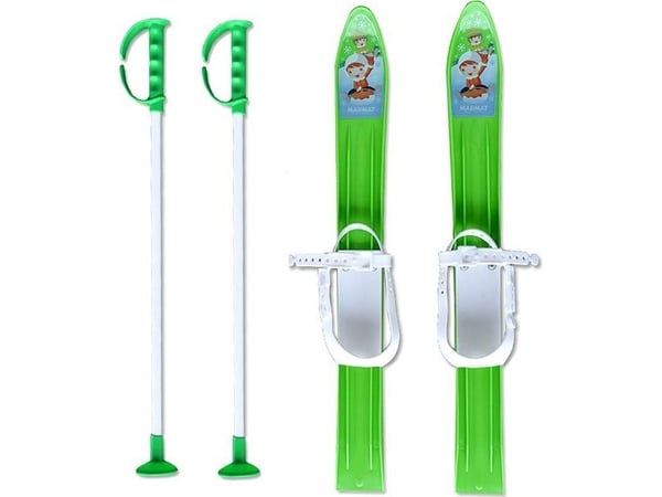 Barnskidor med pinnar 60 cm MARMAT, gröna Barnskidor med pinnar 60 cm MARMAT, gröna
