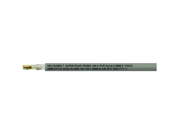 Helukabel 49830-500 Dragkedjekabel S-PAAR-TRONIC 340-C-PUR 2 x 0,25 mm² Grå 500 m