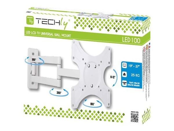 TECHly - Brakett - for flatpanel - hvit - skjermstørrelse: 19"-37" - veggmonterbar TECHly - Brakett - for flatpanel - hvit - skjermstørrelse: 19"-37" - veggmonterbar