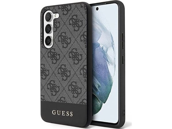 Guess GUHCS23SG4GLGR S23 S911 svart/svart hardt deksel 4G Stripe Collection