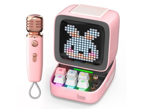 Divoom Ditoo-Mic Mini, 15 W, Trådløs, Bærbar monohøyttaler, Rosa, Mobiltelefon/Smart-telefon, MicroSD (TransFlash)