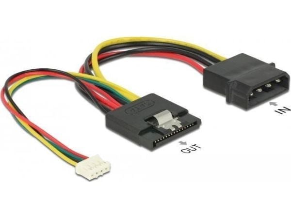 Delock - Strømadapter - 4-pin intern strøm til 4-pin mini-strømkontakt, SATA-strøm - 15 cm