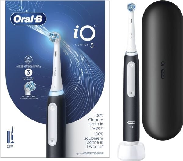 Oral-B 8006540731536, Voksen, Roterende vibrerende Tannbørste, Daglig stell, Sensitiv / Myk, Whitening, Svart, Hvit, 2 min, Svart
