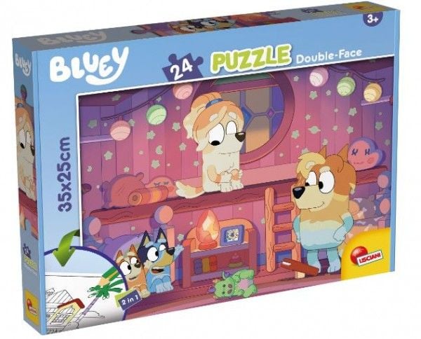 Dobbeltsidig gulvpuslespill M-Plus 24 deler Bluey Story Time 99542 LISCIANI