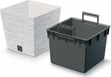 Prosperplast blomsterpotte med innlegg Furu Square 29,5 cm hvit