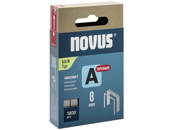 Novus ohutlankaiset niitit A-tyyppi 53 8mm superkova 1800 kpl 042-0775 Mitat (L x S) 8 mm x 11,3 mm (042-0775)