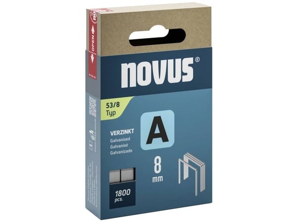 Novus spiker-/fjærtrådklammer type A 53 8 mm 1800 stk 042-0774 (8 x 11,3 mm)