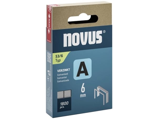 Novus fintrådklammer A type 53 6 mm 1800 stk. 042-0773 (L x B) 6 mm x 11,3 mm