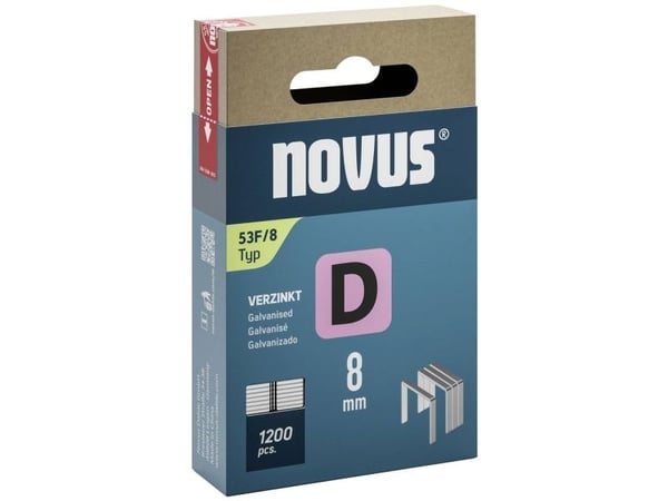 Novus lattalanka niitit D-tyyppi 53 F 8mm 1200 kpl 042-0789 Mitat (L x S) 8 mm x 11,3 mm (042-0789)