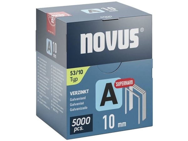Novus fintrådsstifter type A 53 10 mm 5000 stk. 042-0763 (L x B) 10 mm x 11,3 mm