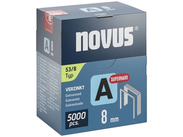 Novus niitit A-tyyppi 53 8mm 5000 kpl 042-0762 Mitat (L x S) 8 mm x 11,3 mm (042-0762)