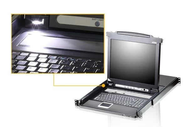ATEN Slideaway CL5708M - KVM-konsoll med KVM-svitsj - 8 porter - 17" - kan monteres i rack - 1280 x 1024 - 1U