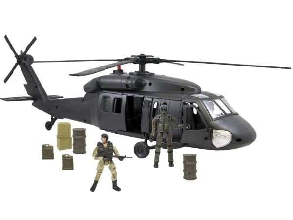 World Peacekeepers 1:18 Black Hawk Militær Helikopter m/2 actionfigurer