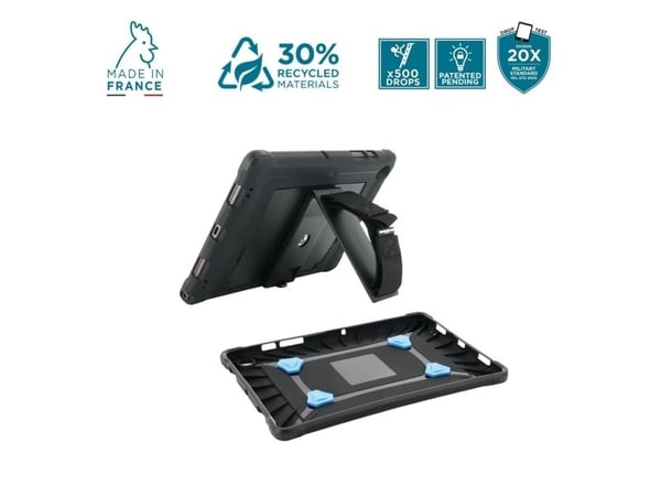 Mobilis PROTECH - Baksidedeksel for nettbrett - med stativ og håndstropp, forsterket - svart - for Apple 10.9-inch iPad (10. generasjon)