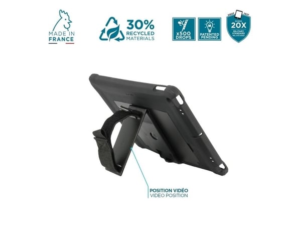 Mobilis PROTECH - Baksidedeksel for nettbrett - med stativ og håndstropp, forsterket - svart - for Apple 10.9-inch iPad (10. generasjon)
