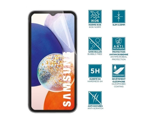 Mobilis - Skjermbeskyttelse for mobiltelefon - brudd-, støtsikker, IK06 - film - gjennomsiktig - for Samsung Galaxy A14