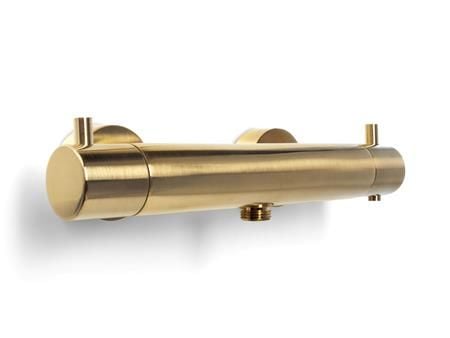 BLUE LABEL Termostatarmatur med 1/2" afgang - inklusiv koblinger og rosetter - børstet guld