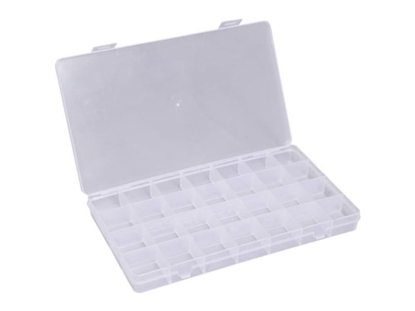 Quadrios 23SA090 Valikoimalaatikko (L x S x K) 22,6 x 13,4 x 2,2 cm Lokeroiden lukumäärä: 28 Kiinteä alajako Sisältö 1 kpl