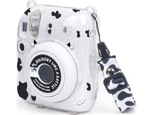 LoveInstant-etuiet til FujiFilm Fuji INSTAX Mini 12 + klistremerker og lomme til bilder / Krówka / Glitter