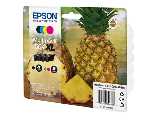 Epson 604XL Multipack - 4-pack - XL - svart, cyan, magenta, gul - original - blister - blekkpatron - for EPL 4200; Stylus Photo 2200; WorkForce WF-...