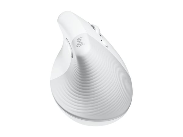 Logitech Lift for Business - Vertikal mus - ergonomisk - 6 knapper - trådløs - Bluetooth, 2.4 GHz - Logitech Logi Bolt USB-mottaker - elfenbenshvit