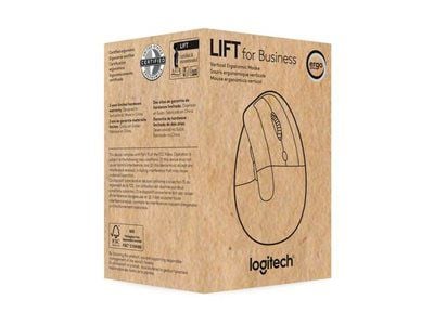 Logitech Lift for Business - Vertikal mus - ergonomisk - 6 knapper - trådløs - Bluetooth, 2.4 GHz - Logitech Logi Bolt USB-mottaker - elfenbenshvit