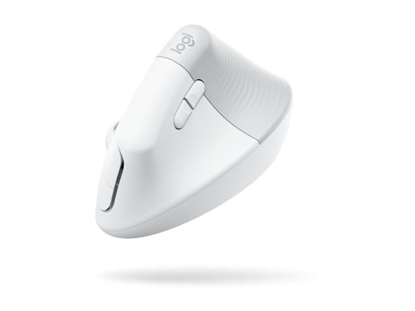Logitech Lift for Business - Vertikal mus - ergonomisk - 6 knapper - trådløs - Bluetooth, 2.4 GHz - Logitech Logi Bolt USB-mottaker - elfenbenshvit