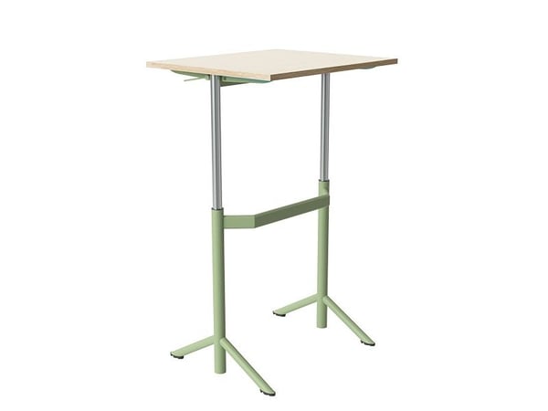 Höj- och sänkbord elevbord Atlas 1132 700x600 mm vitpigmenterad ekfaner/eklaminat grönt stativ