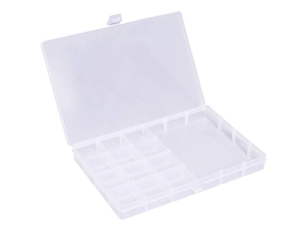 Quadrios 23SA086 Valikoimalaatikko (L x S x K) 19,5 x 13,1 x 2,2 cm Lokeroiden lukumäärä: 13 Kiinteä alajako Sisältö 1 kpl