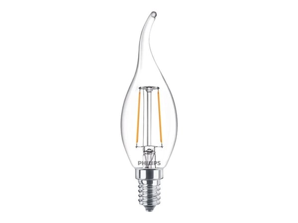 Philips - LED-lyspære - form: stearinlys - klar finish - E14 - 2 W (ekvivalent 25 W) - klasse A++ - varmt hvitt lys - 2700 K
