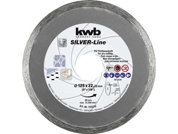 kwb 725870, Kutteskive, Keramisk, Marmor, Flis, 23 cm, Alle merker, 2,22 cm, Rustfritt stål