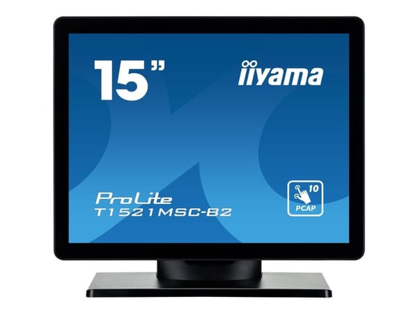 iiyama ProLite T1521MSC-B2 - LED-skjerm - 15" - berøringsskjerm - 1024 x 768 - TN - 370 cd/m² - 800:1 - 8 ms - HDMI, VGA - høyttalere - matt svart