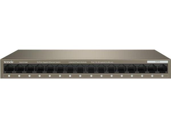 Tenda TEG1016M - Switch - ikke-styrt - 16 x Gigabit Ethernet - stasjonær, veggmonterbar