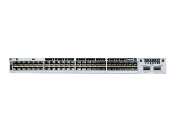 Cisco Catalyst C9300L-48UXG-2Q-E, Hallittu, L2/L3, 10G Ethernet (100/1000/10000), Täysin kaksipuolinen, Power over Ethernet -tuki, Telineasennus