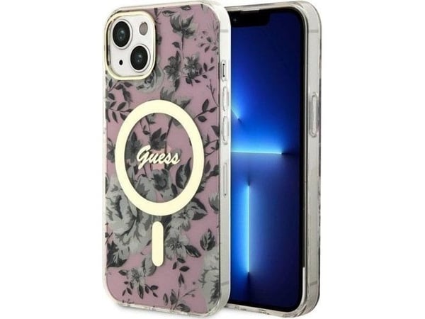 Guess GUHMP14MHCFWSP iPhone 14 Plus 6.7" vaaleanpunainen/vaaleanpunainen kotelo Kukka MagSafe Kukka MagSafe