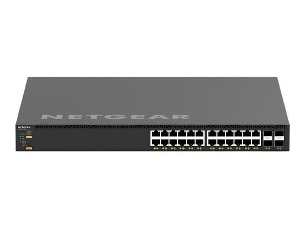 NETGEAR AV Line M4350-24X4V - Switch - L3 - Administrerad - 24 x 100/1000/2.5G/5G/10GBase-T (PoE+) + 4 x 1/10/25 Gigabit SFP28 - främre till bakre ...
