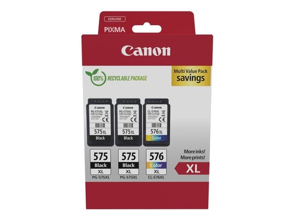 Canon 5437C004, Korkea (XL) värintuotto, musta, Syaani, Magenta, Keltainen, 3 kpl, Value pack