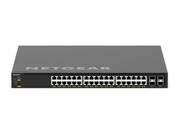 NETGEAR AV Line M4350-36X4V - Switch - L3 - Styrt - 36 x 100/1000/2.5G/5G/10GBase-T (PoE++) + 4 x 1/10/25 Gigabit SFP28 - front til bakside-luftfly...