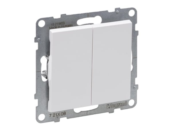 SUNO kaksoissivukytkin valkoinen 10AX 250V automaattiset liittimet 721108