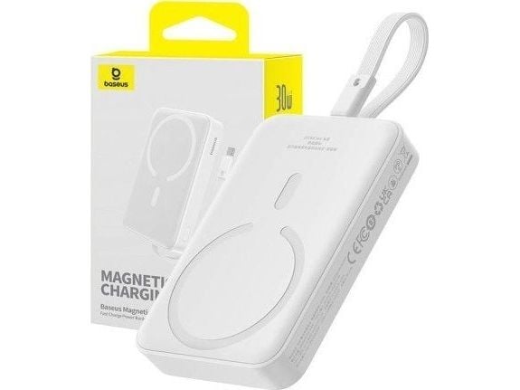 Baseus P1002210B223-00, 10000 mAh, Lithium Polymer (LiPo), Trådløs lading, 30 W, Hvit