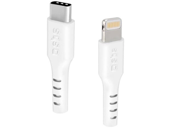 SBS TECABLELIGTC1W, 1 m, Lightning, USB C, Hankjønn, Hankjønn, Hvit