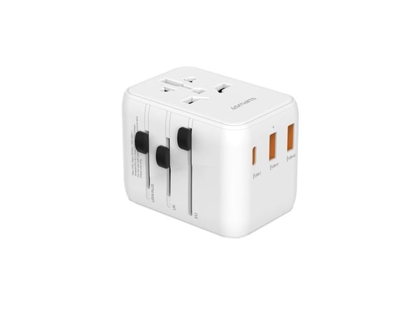 4smarts - Strømadapter - 20 watt - 3 A - 4 utgangskontakter (2-pole, 2 x 9-stifts USB-type A, USB-C) - hvit