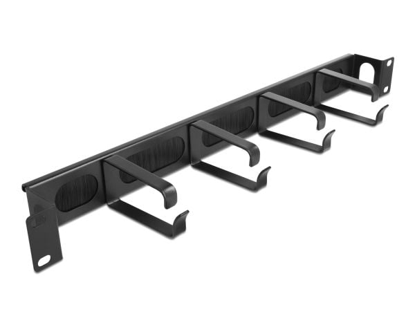 Delock - Rackborstremsa - 4 krokar, sidokabelingång - svart - 1U - 19"