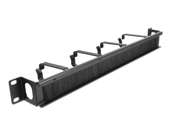Delock - Rackborstremsa - 4 krokar, sidokabelingång - svart - 1U - 19"