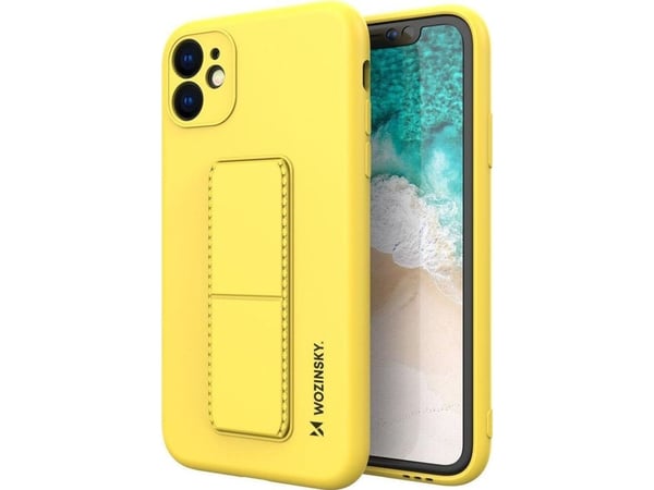 Wozinsky kickstand-etu i silikon til iPhone 12 Pro Max - Gul - med stativ