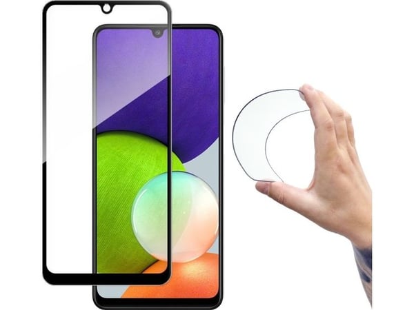 Wozinsky full cover Flexi Nano Glass hybrid skjermbeskytter med ramme for Samsung Galaxy A22 4G svart