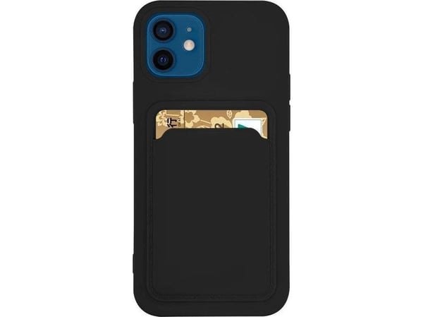 Hurtel Card Case silikoni lompakko tapauksessa kortti taskussa asiakirjat Samsung Galaxy S21 + 5G (S21 Plus 5G) musta